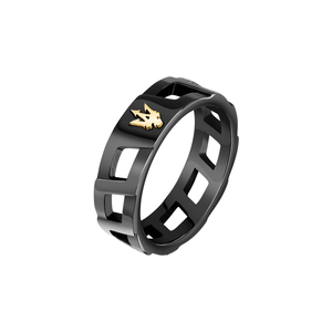 ICONIC RING W/ IP BLK&IP YG TRIDENT S27