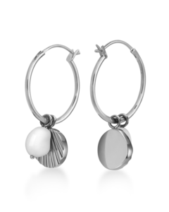 Shell and pearl charm earrings silver