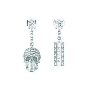 Earrings SLIDING SKULL SS crystal