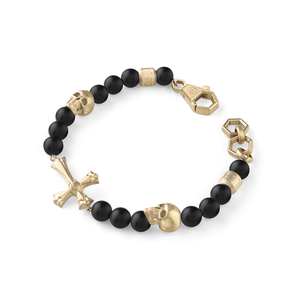 Bracelet IP Yellow Gold onix beads