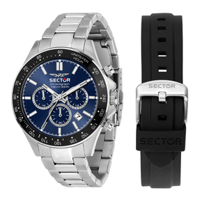 230 43MM CHRO BLUE DIAL BR SS+BLK SIL ST