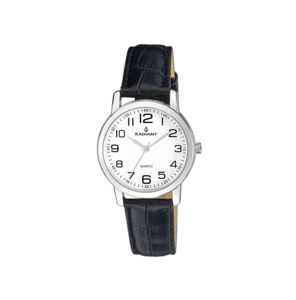GRAND 34MM WHITE DIAL BLACK LEATHER STRA